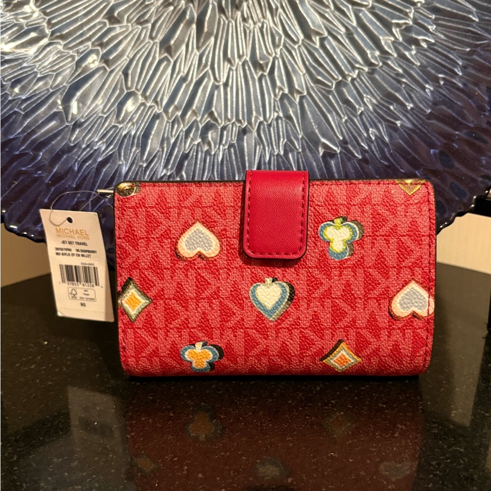 Michael Kors NEW Raspberry Card Suits Wallet - Picture 2 of 6